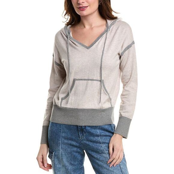 Alashan Cashmere Womens  Josie Cashmere-Blend Hoodie, Beige - Picture 1 of 3